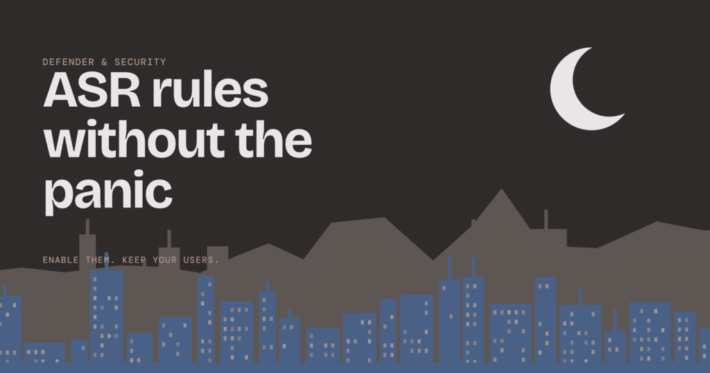 Night city skyline illustration: ASR rules without the panic