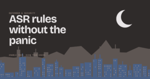 Night city skyline illustration: ASR rules without the panic